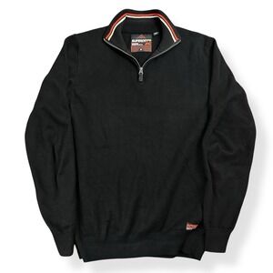 Superdry Mountain‎ Racing Team Men's Black Sweater Medium 1/4 Zip Neck